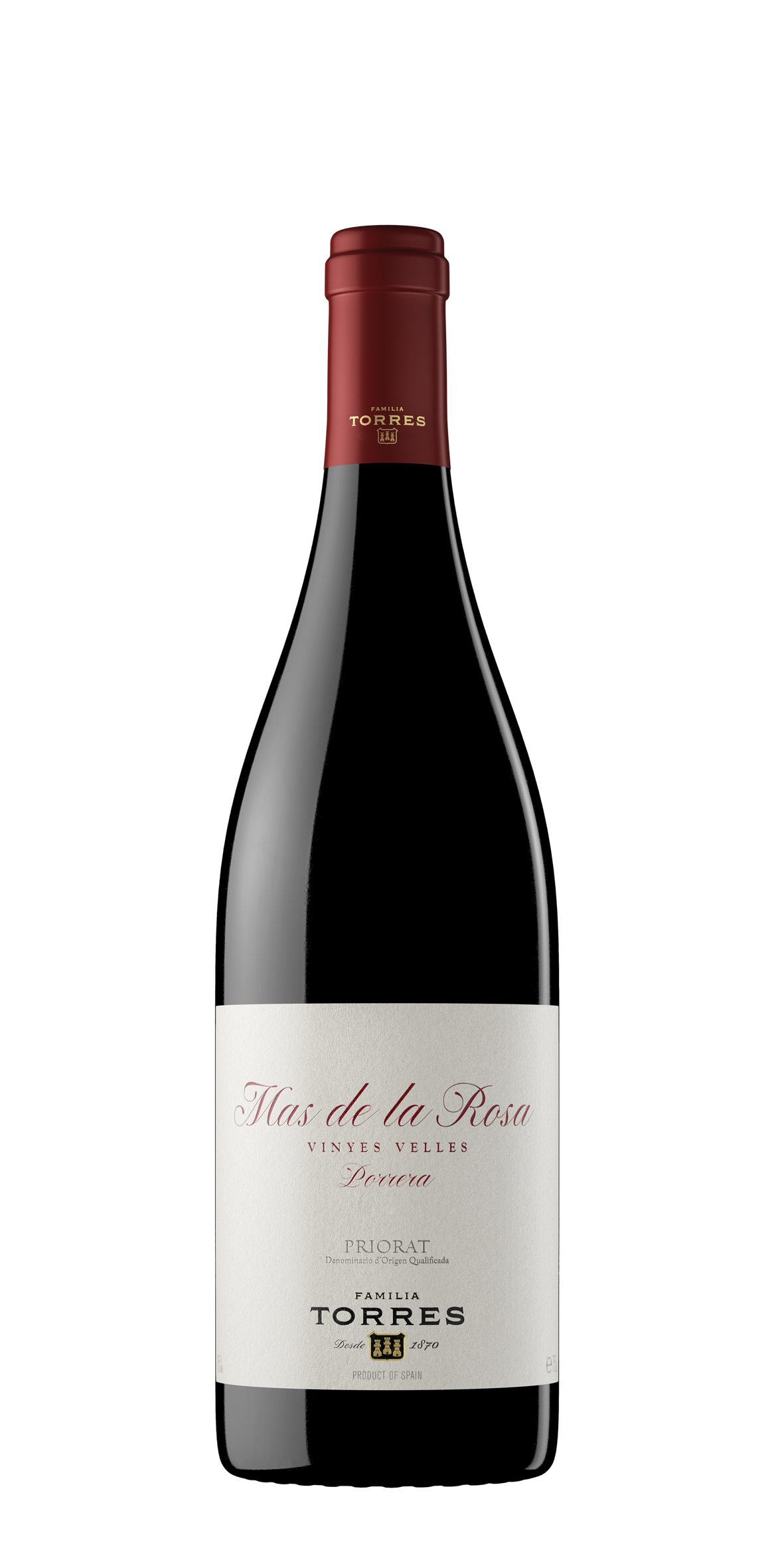 El vino Mas de la Rosa, propiedad de Familia Torres, elaborado en la DOCa Priorat.